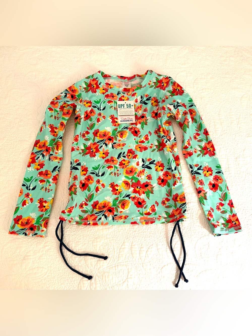 NWT NEW Girls Rashguard Swim Top Ruffle Butts Long Sleeve UPF Shirt Size 10 (L)